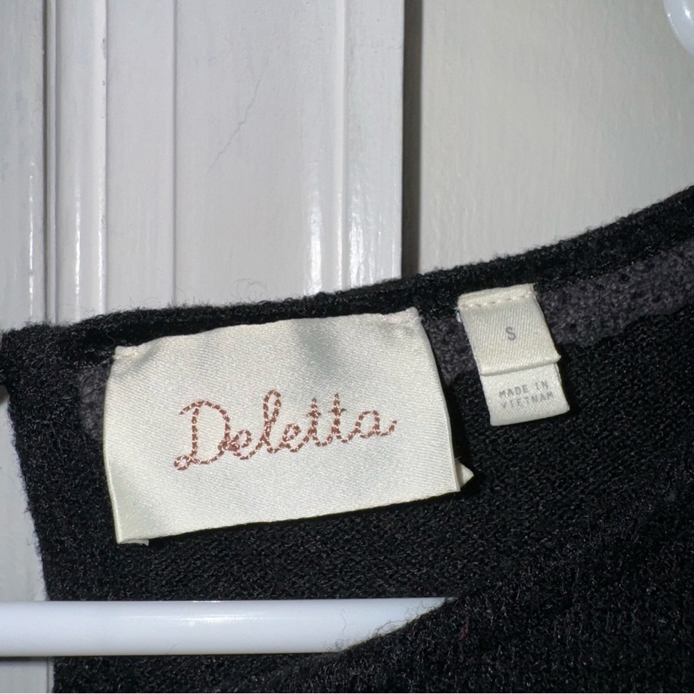 Anthropologie Deletta black boucle sequin peplum half sleeve sweater top S - Picture 3 of 14